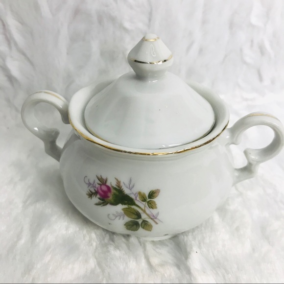 Porcelain Rose Other - Vintage Sugar Bowl Roses Porcelain China Scalloped